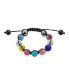ფოტო #3 პროდუქტის Unisex Pride Jewelry Multi Color Rainbow Crystal Balls LGBTQ 12mm Beads Bolo Bracelet Men Women Teens Adjustable Macrame Strand