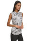 Women's City-Print Tie-Neck Top