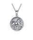ფოტო #1 პროდუქტის Leo Zodiac Sign Astrology Horoscope Round Medallion Pendant For Men Women Necklace Antiqued Sterling Silver