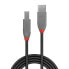 Lindy 7.5m USB 2.0 Type A to B Cable - Anthra Line - 7.5 m - USB A - USB B - USB 2.0 - 480 Mbit/s - Black