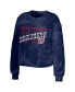 Women's Navy Distressed Washington Nationals Tie-Dye Cropped Pullover Sweatshirt and Shorts Lounge Set