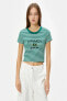 Футболка Koton Green Striped Crop Tee