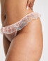 ASOS DESIGN Curve mesh glitter thong with bag in pink