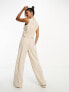 Фото #2 товара Miss Selfridge co-ord tailored wide leg trouser in taupe pinstripe