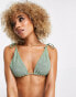 Фото #4 товара ASOS DESIGN mix and match crinkle triangle bikini top in khaki