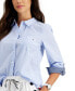 Фото #3 товара Women's Cotton Pinstripe Button-Down Shirt