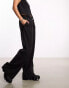 Фото #2 товара COLLUSION tailored wide leg trousers co-ord with elasticated waistband in black