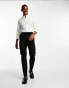 Фото #12 товара ASOS DESIGN easy iron slim fit poplin shirt with grandad collar in white