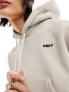 Obey bold logo cropped hoodie in beige