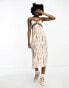 Фото #2 товара Noisy May lace detail cami midi dress in white & beige tie dye