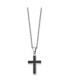 Фото #2 товара Chisel polished Black IP-plated Cross Pendant Cable Chain Necklace