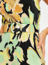 ASOS DESIGN plisse sleeveless high neck midi dress with belt in black and lime floral