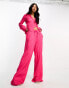 French Connection textured trousers in fuchsia pink co-ord