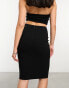 ASOS DESIGN tailored high waist bengaline skirt in black Черный, 40 - фото #5