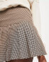 Фото #6 товара Monki ultra mini pleated tennis skirt in brown check