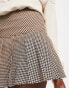 Monki ultra mini pleated tennis skirt in brown check