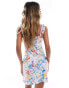 Фото #2 товара ASOS DESIGN button through ruched strap mini dress in postcard print