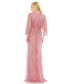 ფოტო #3 პროდუქტის Women's Beaded Striping Kimono Sleeve V Neck Gown