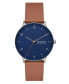 ფოტო #1 პროდუქტის Men's Three-Hand Quartz Riis Medium Brown Leather Watch 40mm