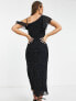 Фото #3 товара ASOS DESIGN cowl neck midi slip dress with corsage detail strap in black spot