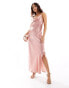 Vila cowl neck maxi cami dress in rose shimmer