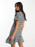 Фото #7 товара ASOS DESIGN short sleeve mini dress with pep hem in jacquard gingham