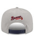 ფოტო #4 პროდუქტის Men's Gray, Navy Atlanta Braves Band 9FIFTY Snapback Hat