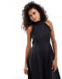 Фото #3 товара Sister Jane halterneck cotton maxi dress in black co-ord