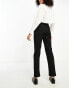 ASOS DESIGN raw edge barrel leg tailored trouser with linen in navy