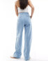 Фото #6 товара ONLY Hope high waisted wide leg boucle jeans in light blue