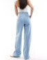 ONLY Hope high waisted wide leg boucle jeans in light blue