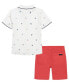 Baby Boys Printed Pique Polo Shirt and Prewashed Twill Shorts, 2 Piece