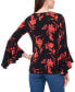 Petite Floral-Print Bell-Sleeve Top