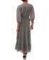 Фото #2 товара Women's Printed Pintuck 3/4-Sleeve Tiered Maxi Dress