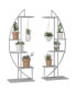 5 Tier Metal Plant Stand Half Moon Shape Ladder Flower Pot Holder Shelf for Indoor Outdoor Patio Lawn Garden Balcony Decor, 2 Pack, Grey