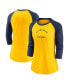 ფოტო #2 პროდუქტის Women's Gold, Navy Milwaukee Brewers Next Up Tri-Blend Raglan 3/4-Sleeve T-shirt