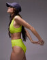 Topshop mix and match crinkle high waist high leg bikini bottoms in lime