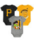 ფოტო #1 პროდუქტის Unisex Newborn Infant Black and Gold and Gray Pittsburgh Pirates Change Up 3-Pack Bodysuit Set
