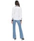 ფოტო #2 პროდუქტის Women's Faux-Leather-Trim Button-Front Top