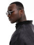 Фото #3 товара Selected Homme round sunglasses in silver with black lens