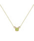 Фото #1 товара LuvMyJewelry cushion Cut Peridot Gemstone, Natural Diamond 14K Yellow Gold Birthstone Necklace