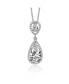 Фото #1 товара Sterling Silver with White Gold Plated Two Clear Pear Round Cubic Zirconia Halo Pendant