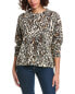 Фото #1 товара Minnie Rose Leopard Oversized Cashmere Sweater Women's Brown Xs/S