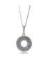 ფოტო #1 პროდუქტის Suzy Levian Sterling Silver Cubic Zirconia 3-Row Open Circle Pendant Necklace