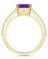 ფოტო #3 პროდუქტის Amethyst and Diamond Accent Ring in 14K Yellow Gold