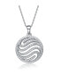 Cubic Zirconia Sterling Silver White Gold Plated Swirl Design Round Drop Pendant
