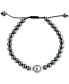 ფოტო #1 პროდუქტის EFFY® Men's Black Tahitian Pearl (10mm) & Hematite Bead Bolo Bracelet in Sterling Silver