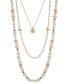 Gold-Tone Bead & Framed Flower Layered Necklace, 16" + 3" extender