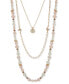 ფოტო #1 პროდუქტის Gold-Tone Bead & Framed Flower Layered Necklace, 16" + 3" extender