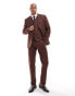 Фото #2 товара ASOS DESIGN slim with linen suit jacket in brown